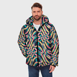 Куртка зимняя мужская Абстрактные полоски, цвет: 3D-черный — фото 2
