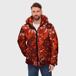 Куртка зимняя мужская Красные цветы абстракция, цвет: 3D-светло-серый — фото 2