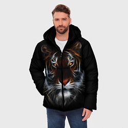 Куртка зимняя мужская Тигр в Темноте Глаза Зверя, цвет: 3D-черный — фото 2