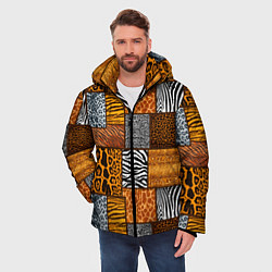 Куртка зимняя мужская Тигр, полосы, 2022, цвет: 3D-черный — фото 2