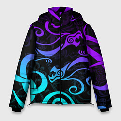 Куртка зимняя мужская НЕОНОВОЕ ТАТУ ДРАКЕНА УЗОР, цвет: 3D-черный