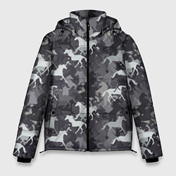 Куртка зимняя мужская Табун Лошадей, цвет: 3D-светло-серый