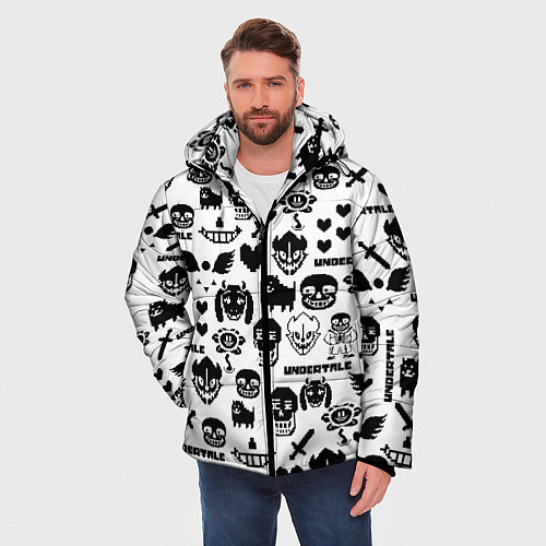 Мужская зимняя куртка UNDERTALE WHITE PATTERN / 3D-Красный – фото 3