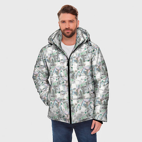 Мужская зимняя куртка Купюры 1000 Рублей деньги / 3D-Светло-серый – фото 3