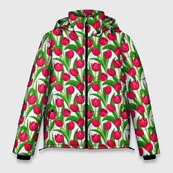 Куртка зимняя мужская Весенние Тюльпаны, цвет: 3D-красный