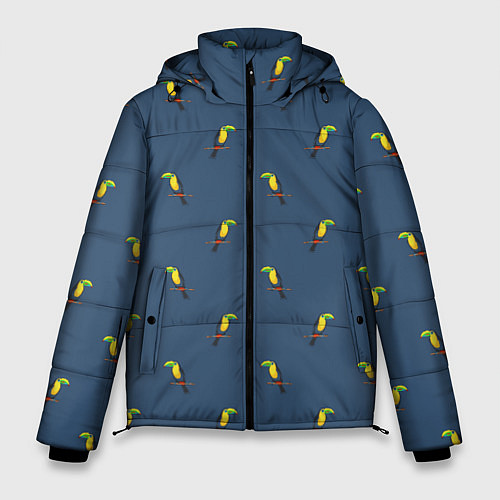 Мужская зимняя куртка Тукан паттерн / 3D-Светло-серый – фото 1