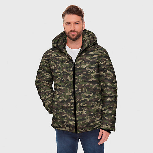 Мужская зимняя куртка Камуфляж Вязаный лесной / 3D-Светло-серый – фото 3