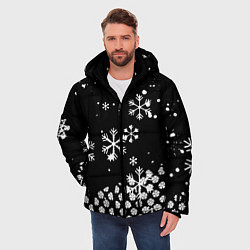 Куртка зимняя мужская Чёрный клевер снежинки, цвет: 3D-красный — фото 2