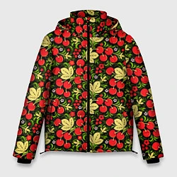 Куртка зимняя мужская Черешни хохлома, цвет: 3D-светло-серый