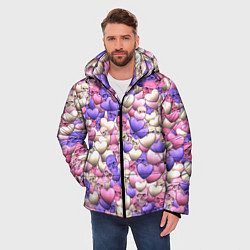 Куртка зимняя мужская Сердечки-черепушки, цвет: 3D-светло-серый — фото 2
