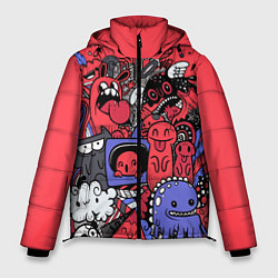 Куртка зимняя мужская Веселые монстрики, цвет: 3D-красный