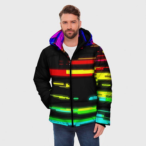 Мужская зимняя куртка Color fashion glitch / 3D-Красный – фото 3