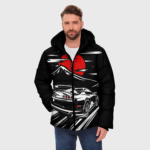 Мужская зимняя куртка TOYOTA SUPRA Под Луной / 3D-Красный – фото 3