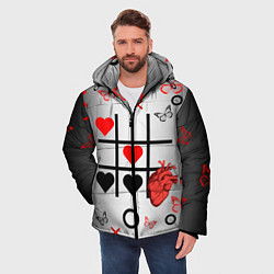 Куртка зимняя мужская Крестики нолики сердцами, цвет: 3D-красный — фото 2