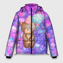 Куртка зимняя мужская День Рождения - Медвежонок с шариками, цвет: 3D-светло-серый