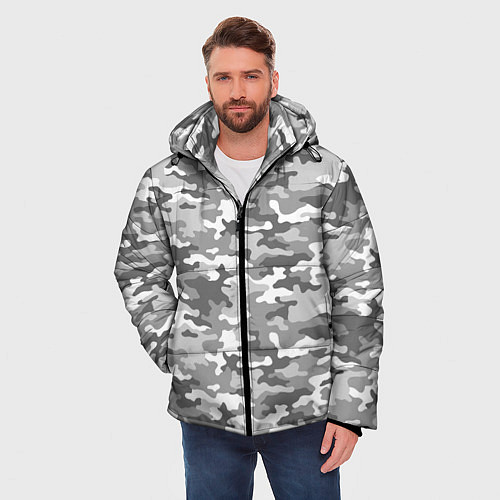 Мужская зимняя куртка Серый Военный Камуфляж / 3D-Черный – фото 3
