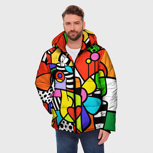 Мужская зимняя куртка Romero Britto - valentines day / 3D-Красный – фото 3