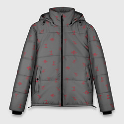 Куртка зимняя мужская Зимние виды спорта на сером фоне, цвет: 3D-красный