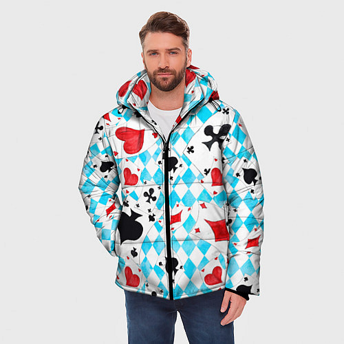Мужская зимняя куртка Карты в воздухе / 3D-Красный – фото 3
