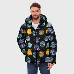 Куртка зимняя мужская Планеты космос, цвет: 3D-черный — фото 2