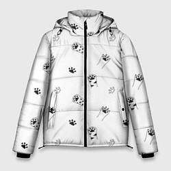 Куртка зимняя мужская Паттерн - кошачьи лапки 3D, цвет: 3D-светло-серый