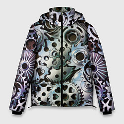 Куртка зимняя мужская Стимпанк шестеренки Steampunk, цвет: 3D-светло-серый