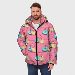 Куртка зимняя мужская Яркие пончики паттерн, цвет: 3D-красный — фото 2