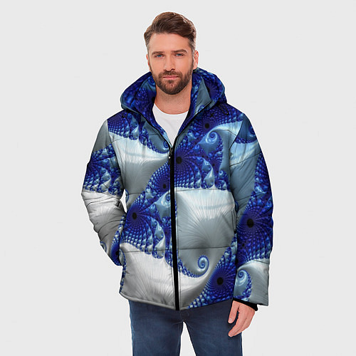 Мужская зимняя куртка Абстрактные морские ракушки / 3D-Светло-серый – фото 3