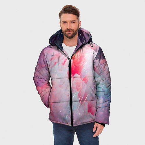 Мужская зимняя куртка Абстрактный яркий космос / 3D-Светло-серый – фото 3