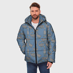 Куртка зимняя мужская Графические гуси паттерн, цвет: 3D-светло-серый — фото 2