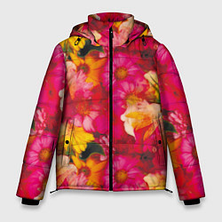Куртка зимняя мужская Садовые цветочки полевые, цвет: 3D-красный