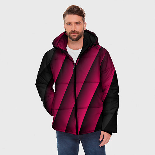 Мужская зимняя куртка Red Stripe 3D Красные полосы / 3D-Красный – фото 3