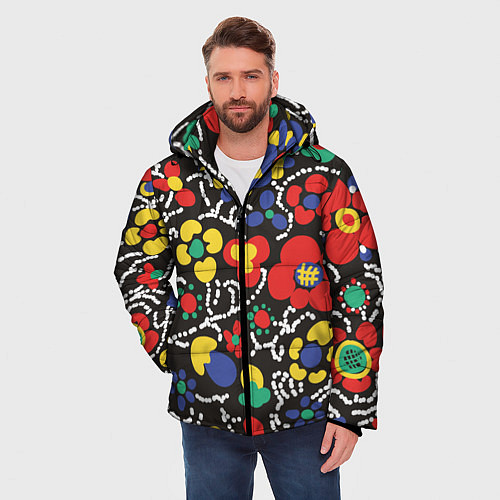 Мужская зимняя куртка Узор Цветочный сон / 3D-Красный – фото 3