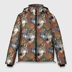 Куртка зимняя мужская Волки Wolfs паттерн, цвет: 3D-черный