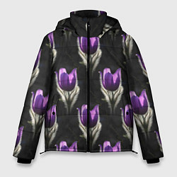Мужская зимняя куртка Фиолетовые цветы - паттерн