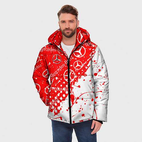 Мужская зимняя куртка Mercedes Паттерн Брызги красок / 3D-Красный – фото 3