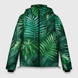 Куртка зимняя мужская Tropical plants pattern, цвет: 3D-черный