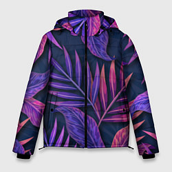 Куртка зимняя мужская Neon Tropical plants pattern, цвет: 3D-черный