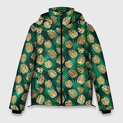 Куртка зимняя мужская Золотые листья паттерн, цвет: 3D-черный