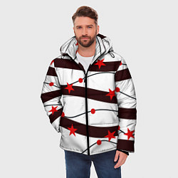 Куртка зимняя мужская Красные Звезды На Волнах, цвет: 3D-черный — фото 2