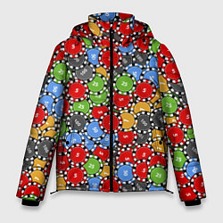 Куртка зимняя мужская Фишки, Ставки, Казино, цвет: 3D-светло-серый