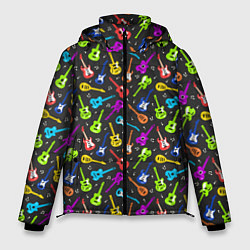 Куртка зимняя мужская Разноцветные Гитары, цвет: 3D-черный