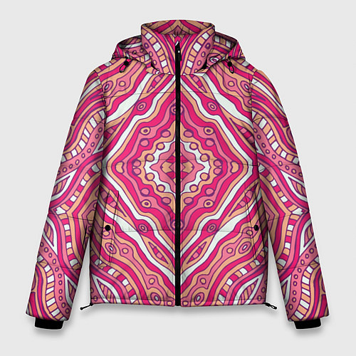 Мужская зимняя куртка Абстракция Узор розового цвета / 3D-Светло-серый – фото 1