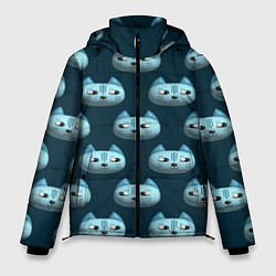 Куртка зимняя мужская Мордочки котов с эффектом 3d Паттерн, цвет: 3D-черный