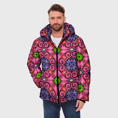 Мужская зимняя куртка Калейдоскоп 3D / 3D-Красный – фото 3