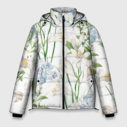 Куртка зимняя мужская Цветы Утонченные и Яркие, цвет: 3D-черный