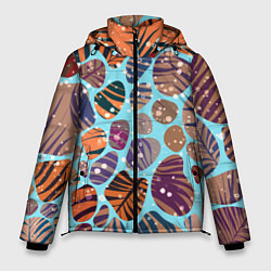 Куртка зимняя мужская Разноцветные камушки, цветной песок, пальмовые лис, цвет: 3D-черный