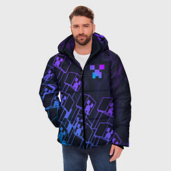 Куртка зимняя мужская Minecraft CREEPER NEON, цвет: 3D-светло-серый — фото 2