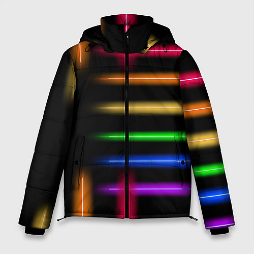 Мужская зимняя куртка Неоновое свечение Minimalism Neon / 3D-Светло-серый – фото 1