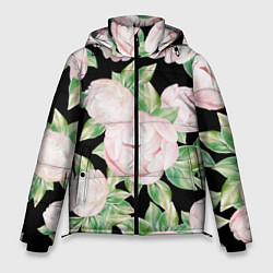 Куртка зимняя мужская Цветы Нарисованные Пионы, цвет: 3D-светло-серый